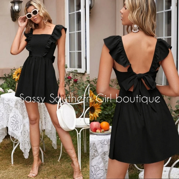 Sassy Southern Girl boutique Dresses Black Apron Ruffle Dress